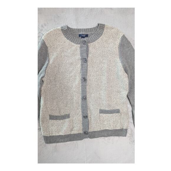 Chaps Sweater XL Buttondown cotton blend two-tone gray nerdy grandpacore - Picture 3 of 8